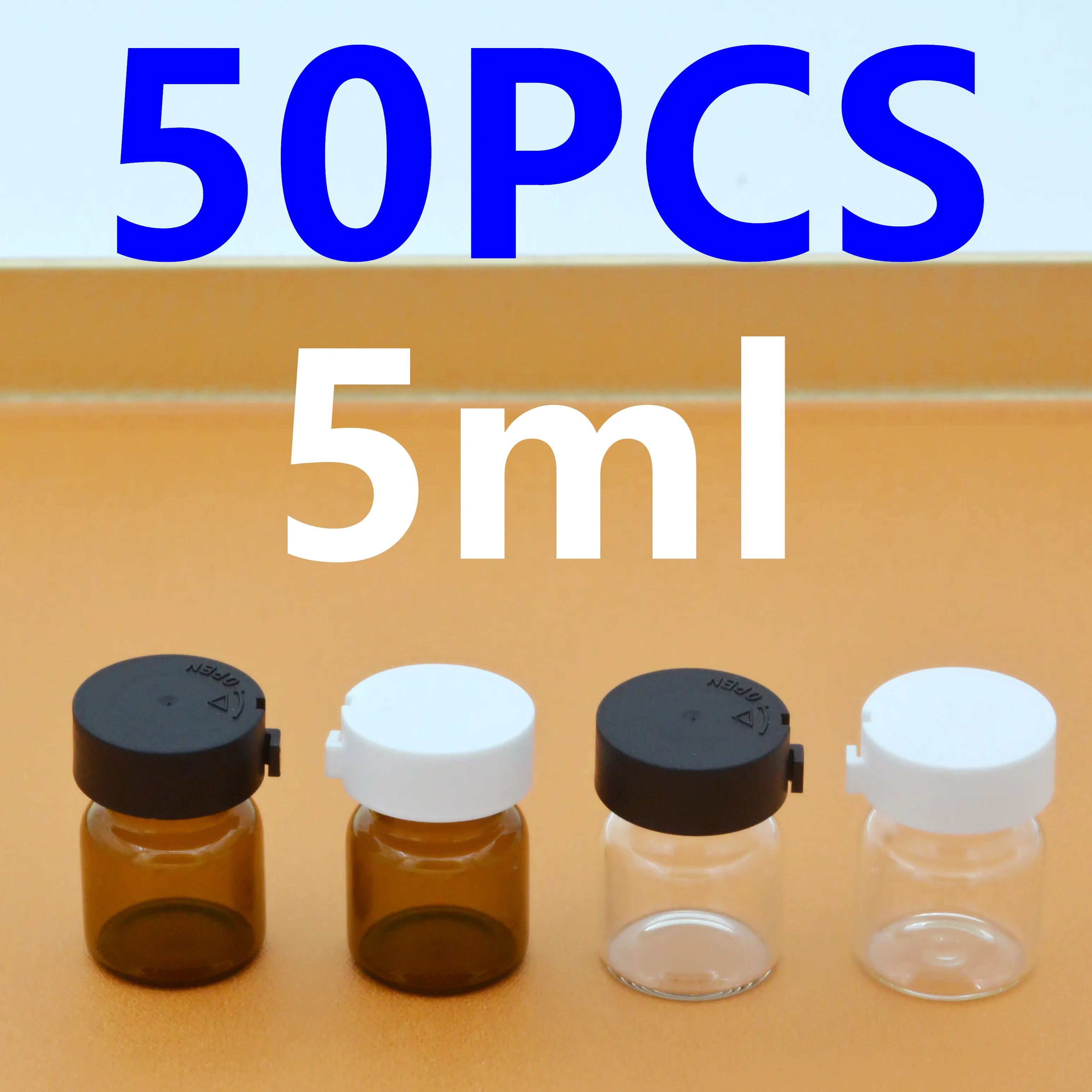 

50PCS 5ml Amber Bottles Freeze Dried Powder Bottle Bayonet Essential Oil Separate Vials Cosmetic Packing Container Travel