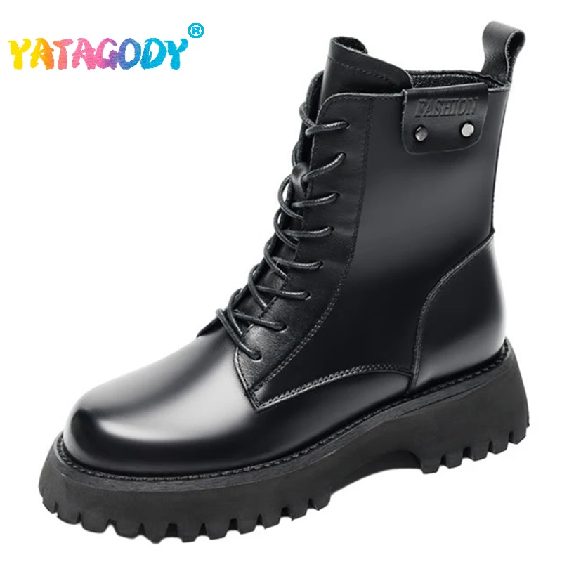 

Женские ботильоны на танкетке YATAGODY, зимние ботинки из натуральной кожи на платформе, на каблуке, размеры 34-40, 2023