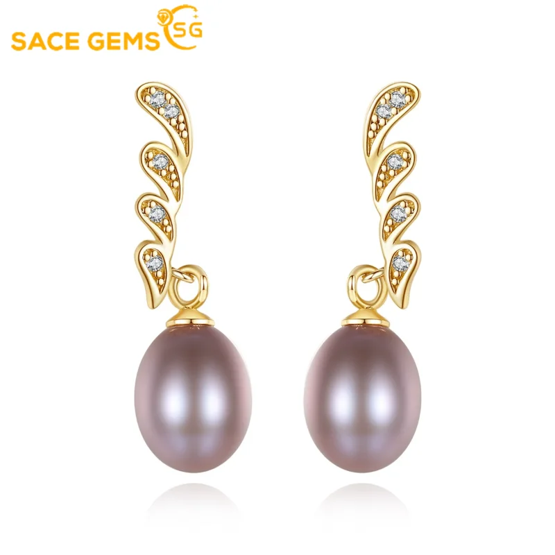 

SACE GEMS Women Earrings S925 Sterling Silver Natural Pearl Eardrop Zircon Fashion Boutique Jewelry Gift Accessories Ear Stud