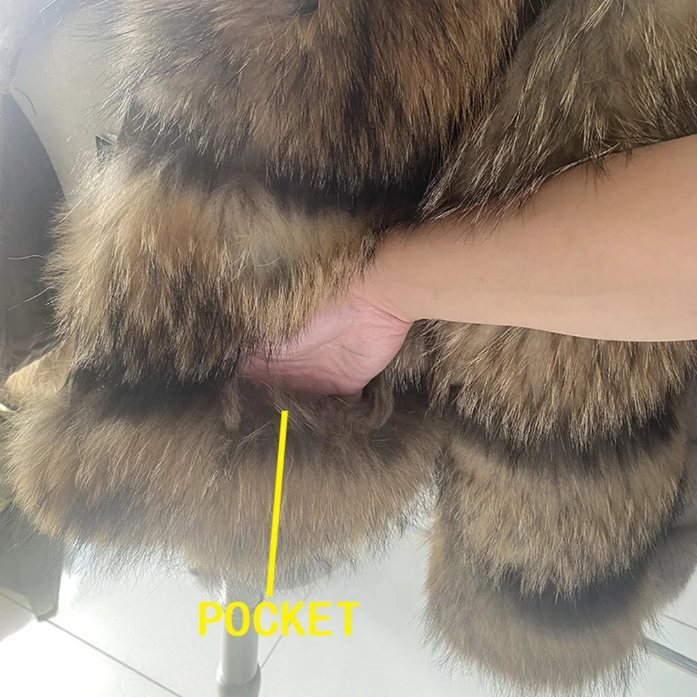 Women's Fur Coats Winter Warm Jacket Fox Raccoon Real Furr Fashion Slim Vests Natural Long Sleeve Hooded For Female Y2K Clothes