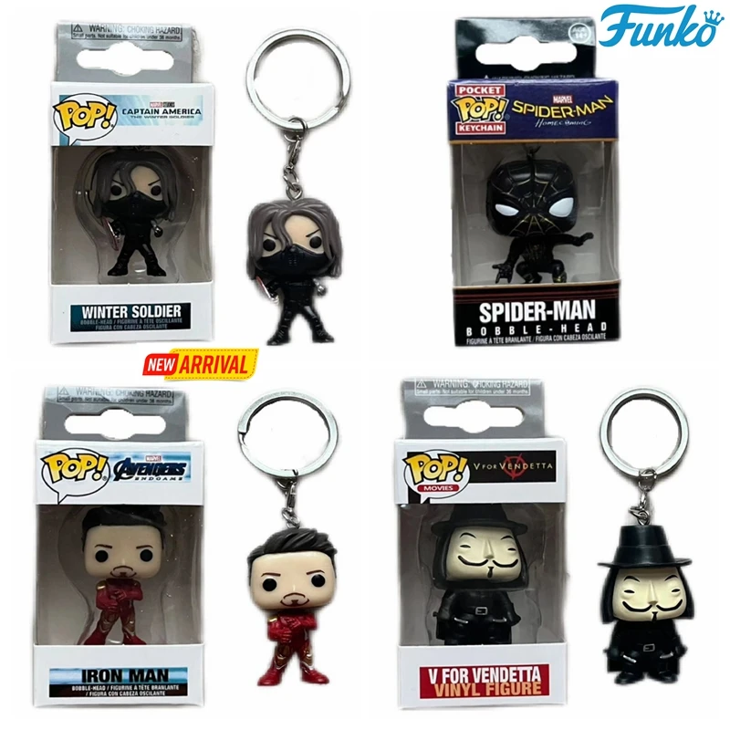 FUNKO поп фильмы Железный человек зимний солдат декодер V для Вендетта брелок игрушка Бобл голова Виниловая фигурка коллекционные модели игрушки