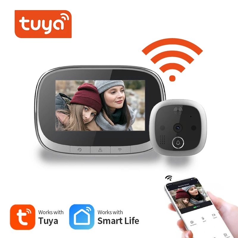 

Дверной Видеозвонок BSL Tuya с Wi-Fi, ночным видением, датчиком движения, 2-канальным аудио, облачным хранилищем и ЖК-экраном 4,3 дюйма