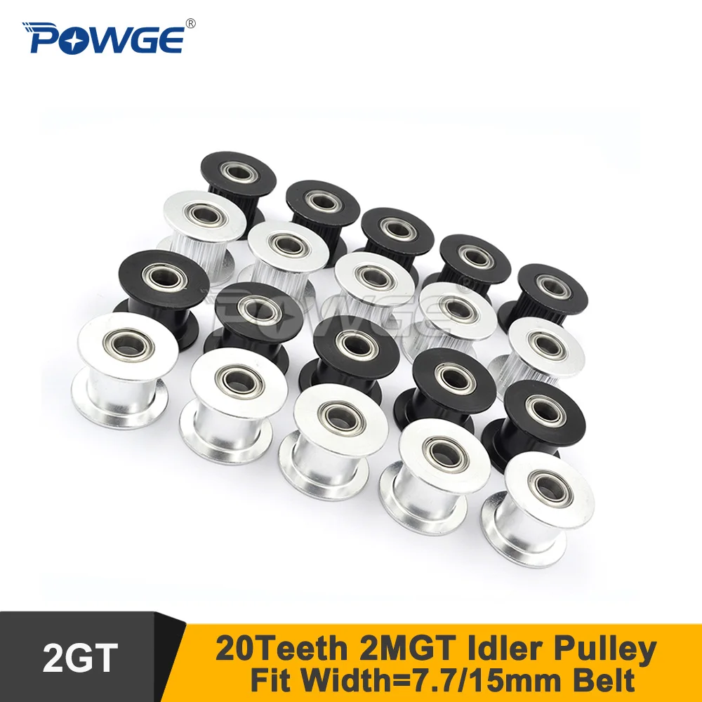 

POWGE 2MGT 2GT 20 зубьев натяжного шкива диаметром 4/5 мм для GT2 ширина ремня ГРМ = 7,7/15 мм для Creality K1 и BambuLab