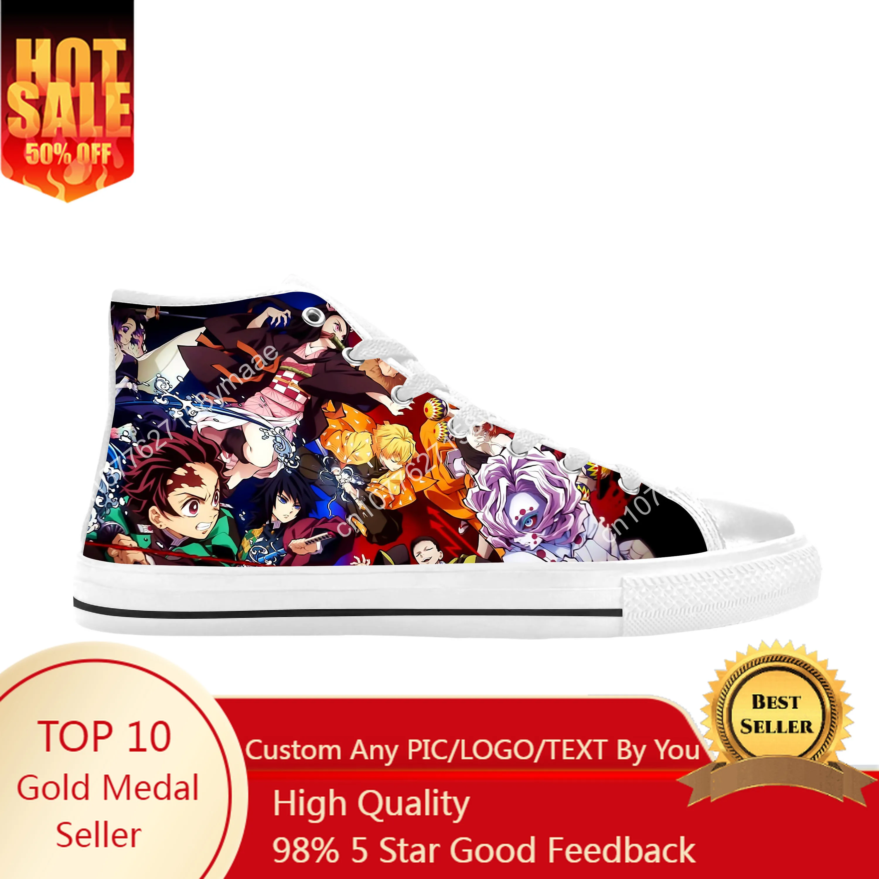 

Anime Demon Slayer Kimetsu no Yaiba Kamado Nezuko Casual Cloth Shoes High Top Comfortable Breathable 3D Print Men Women Sneakers