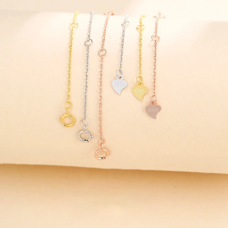 925 Silver 5/7/8/9/10cm Gold Extension Tail Chain Spring Clasps Connector For DIY Jewelry Making Findings Bracelet Necklace