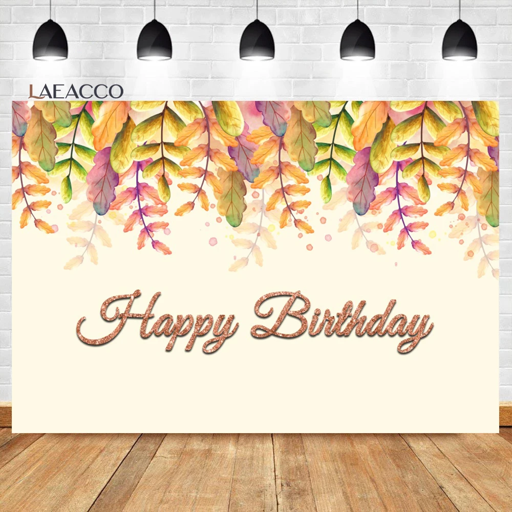 

Laeacco акварельные Золотые листья с днем рождения фон осень ребенок душ дети взрослые портрет фотография фон на заказ