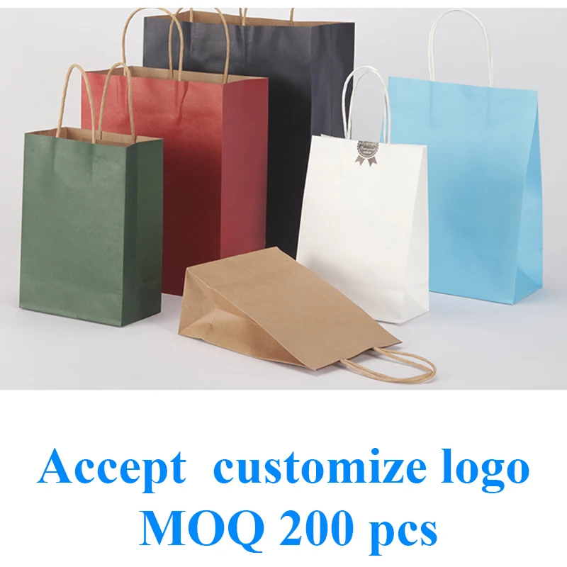 

20 pcs kraft paper bag with handles Festival bag for Christmas Wedding Birthday High Quality shopping bags gifts packing 20 pcs