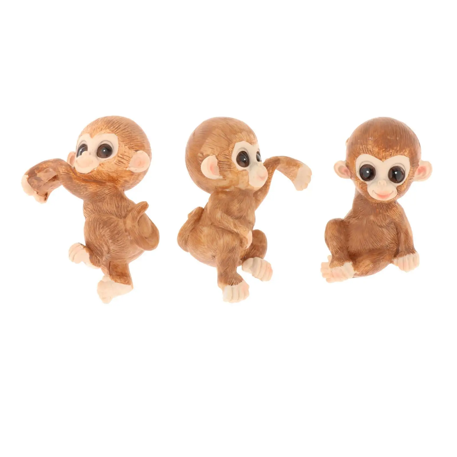 

3x Flower Pot Animal Sculptures Simulation Sculptures Monkeys for Home