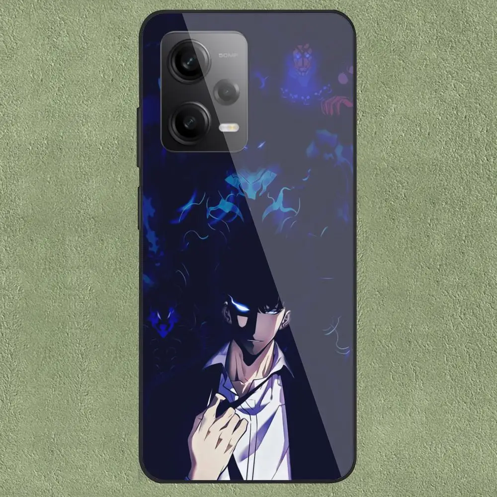 Черные Стеклянные Чехлы S_solo L_leveling для телефона Redmi Note 13 Pro Plus 12 11 A3X A1 A2 13C 12C