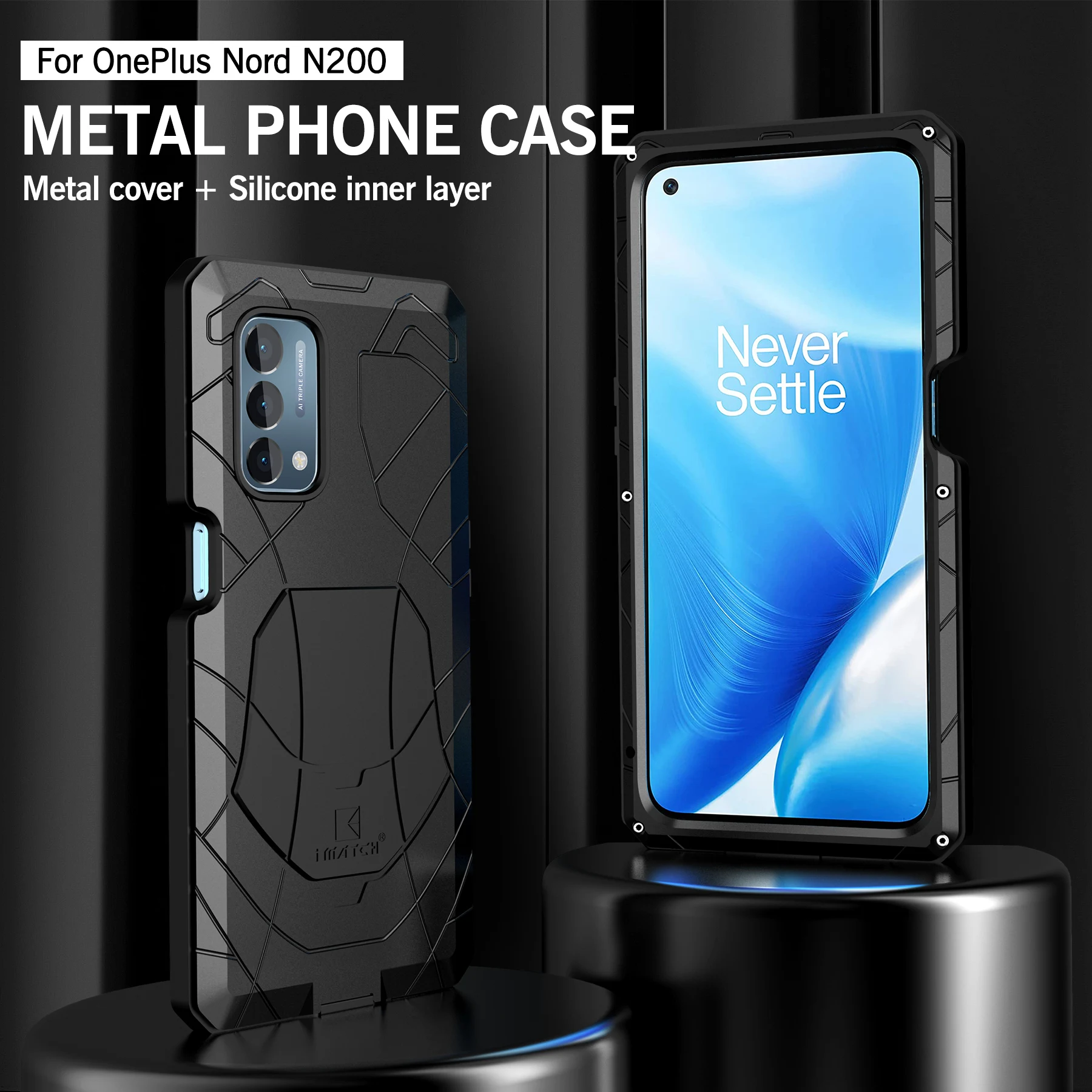 

Жесткая задняя крышка для OnePlus Nord N200, задняя крышка для защиты экрана, тяжелая защита, металлическая алюминиевая задняя крышка