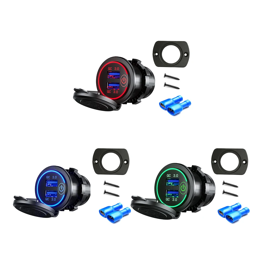 

QC 3.0 Touch Switch Car Dual USB Charger Socket Waterproof Universal Mobile Phone Truck Charging Tablet Charge For iphone Xiaomi