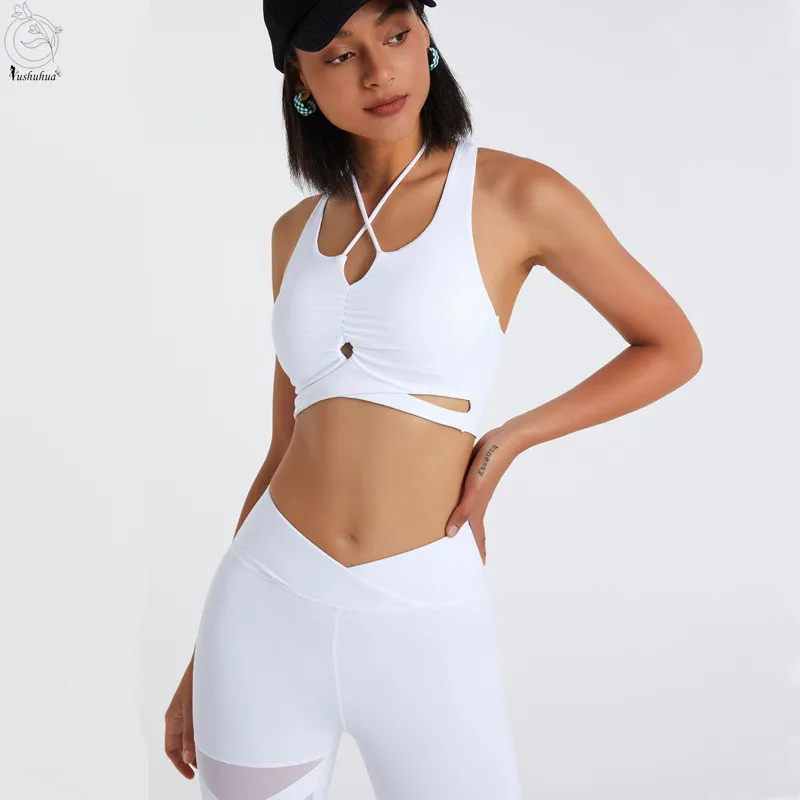 Yushuhua New Cross Sling Sports Underwear High Quality Women's Gym Push up Bra Shockproof Running Fitness Vest Yoga Bra Top