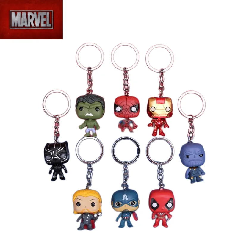 

Marvel Retro Personality New Hero Keyring Chain Iron Man Keychain Spiderman Deadpool Thor Pendant Student Small Gift Wholesale