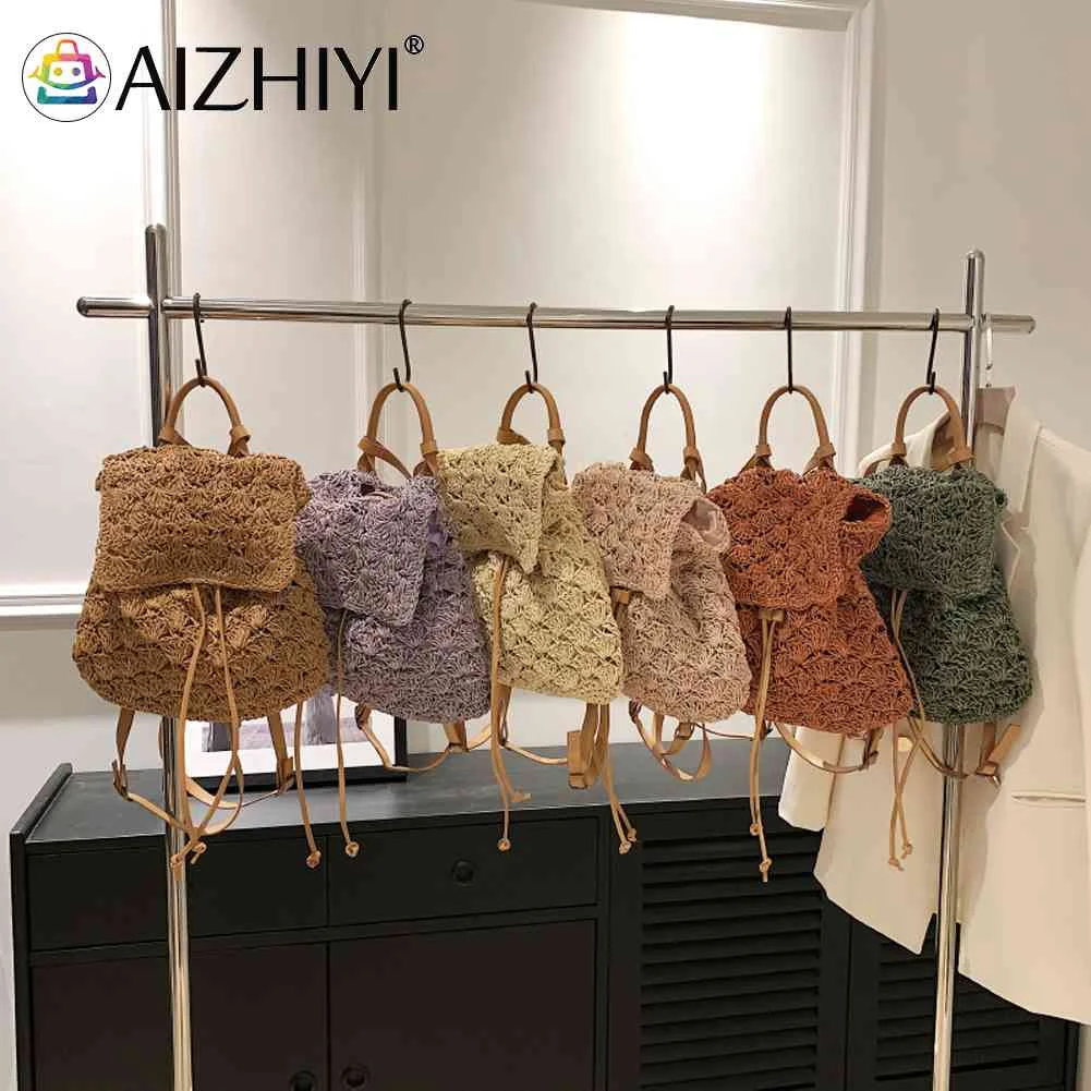 

Соломенный рюкзак ручной работы, богемные пляжные сумочки, Повседневная модная многофункциональная Простая Регулируемая лямка для отпуск...