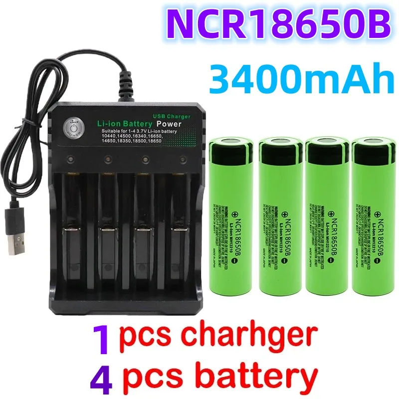 

18650 100% 34B rechargeable lithium battery, used for flashlight USB chargers, etc., original new NCR18650B 3.7V 3400 mAh