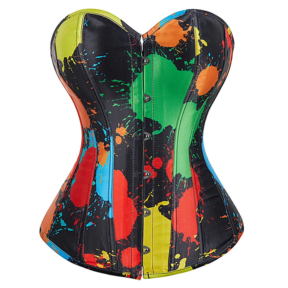 

Overbust Corset Bustier Plus Size Renaissance Print Corset Bustier Top Lace Up Women Graffiti Corset Top Fashion Summer Outfit