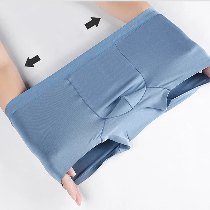 3pcs 60S Modal Men's Underwear Mulberry Silk 3A Antibacterial Boxer Shorts Seamless Men Panties Traceless Male Underpants