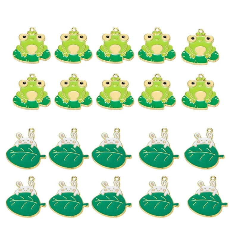 

10Pieces Alloy Green for FROG & Rabbit Enamel Pendants for Jewelry Bracelet Necklace Craft Making Keychain