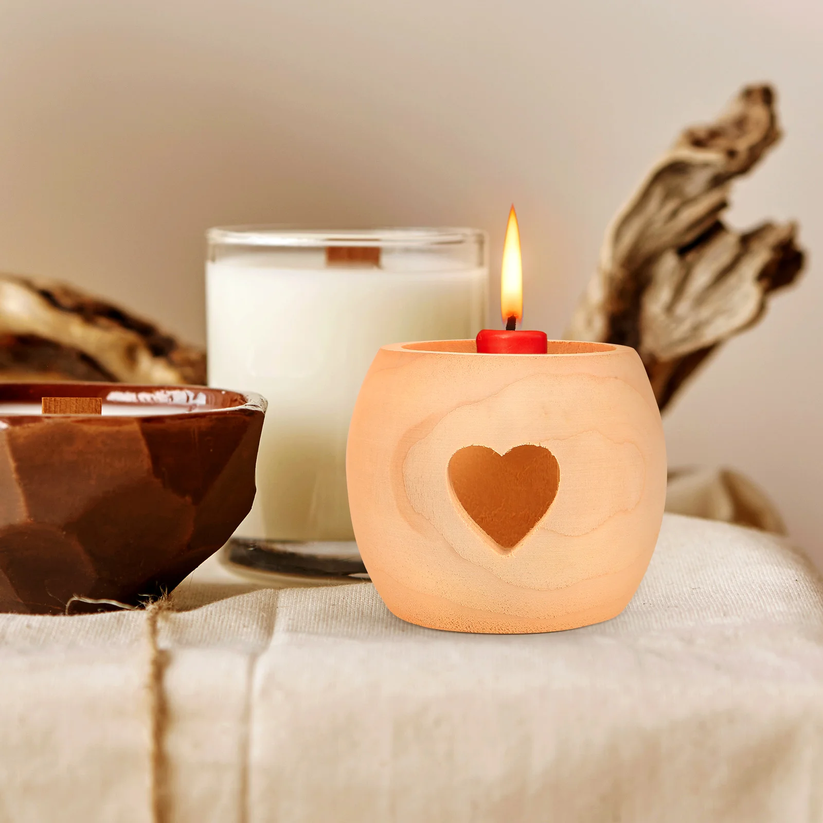 

Centerpiece Table Decorations Living Room Vintage Ornaments Pine Wood Unique Holders Tealight Stand Bride