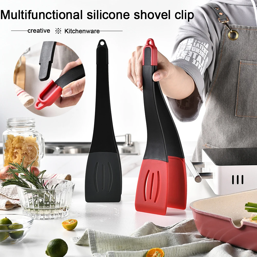 

Frying Spatula Clip Silicone Non-Stick Turners Bread Egg Cooking Tongs Gadgets For Kitchen Utensils Multifunctional Cooking Tool
