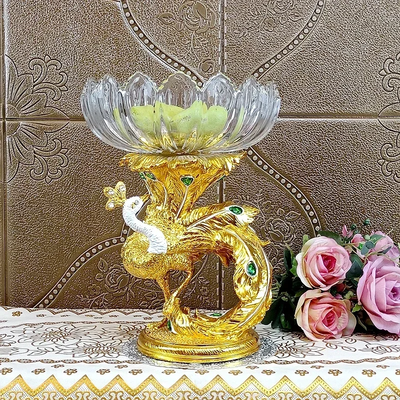 Роскошная золотая тарелка с павлином искусственный роскошный обеденный стол