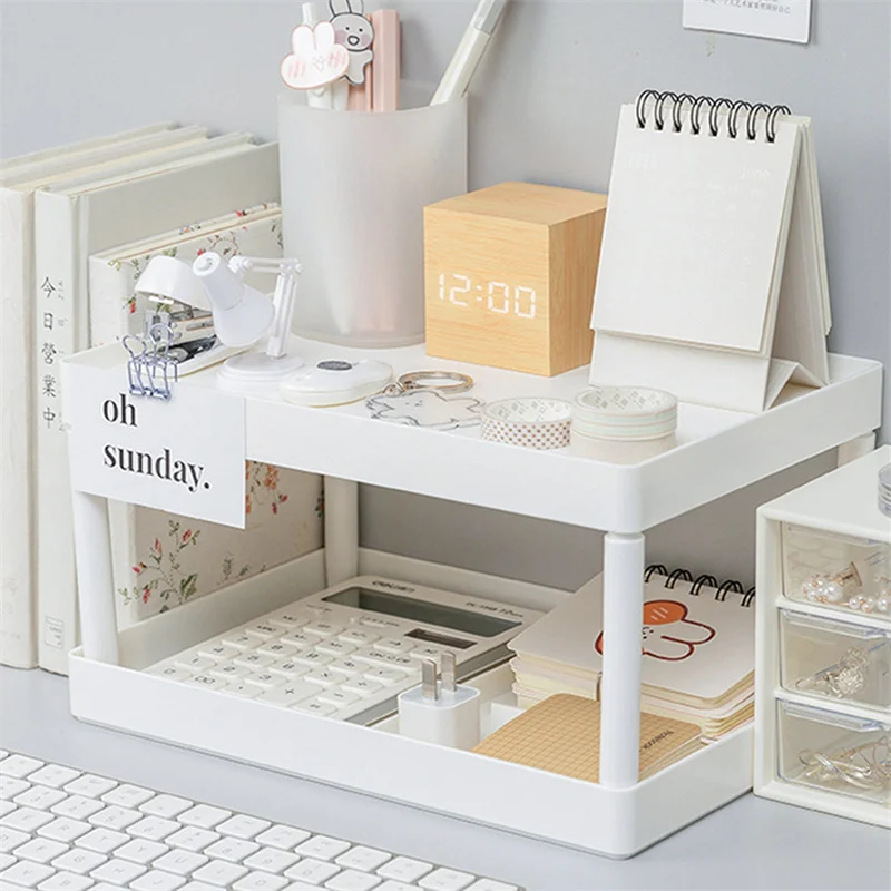 

Multifunctional Shelves Double-layer Storage Shelf Desktop Storage Rack Plastic Desk Shelves Cosmetic Sundries Organizer Storage