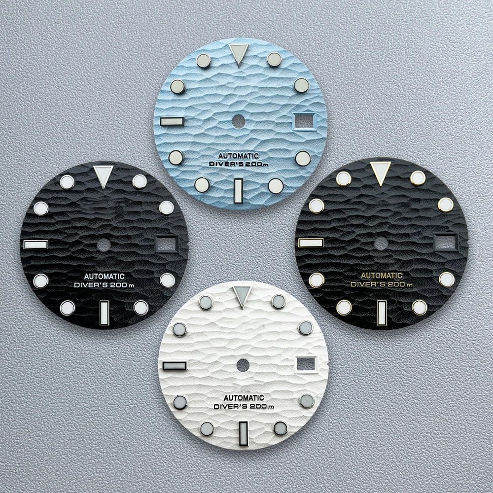 28 5 мм S логотип 3D волновой циферблат подходит для NH35/NH36/4R/7S механизм C3 зеленый