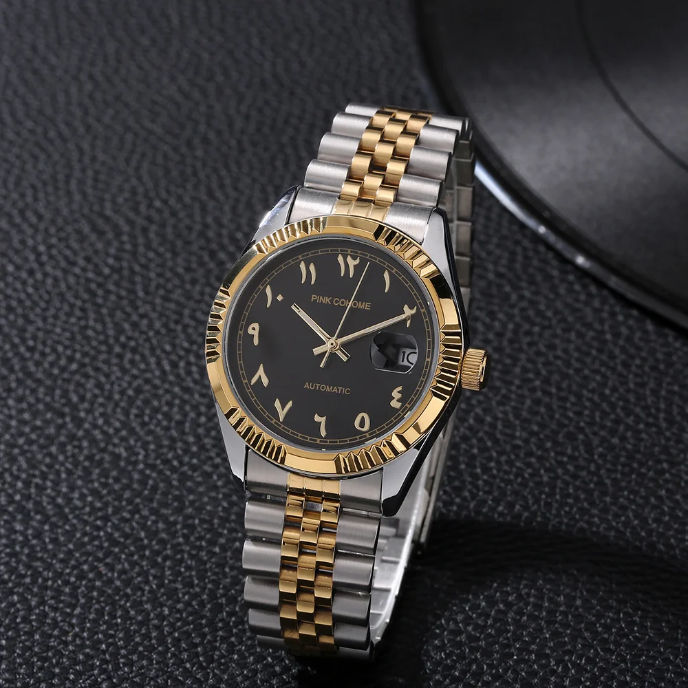 

Islamic Automatic Watches Arabic Numbers Muslim Wristwatch Stainless Steel Waterproof Mechanical Erkek Kol Saati Reloj árabe