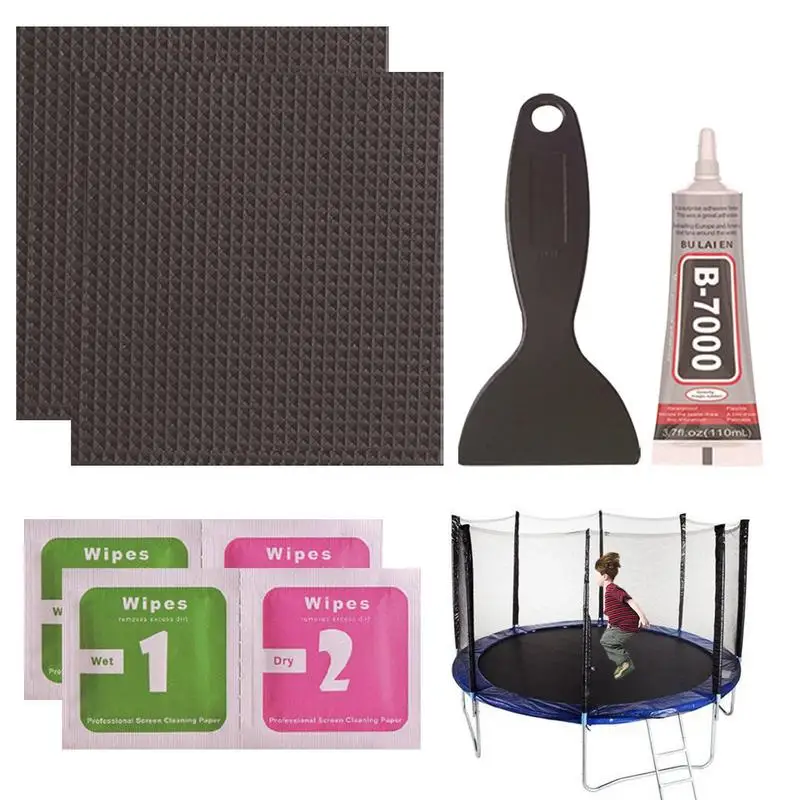 

Набор для ремонта квадратных заплаток для батута 4 х4 дюйма, ремонт батута, коврик для палатки с отверстиями для слез, быстрый ремонт, квадрат...