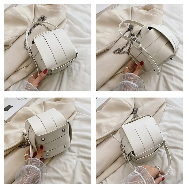 Niche Design Small Bag 2023 Fashion New Lady Hand Lift Bucket Bag Trend Chain Contrasting Shoulder Glyphbing Bag