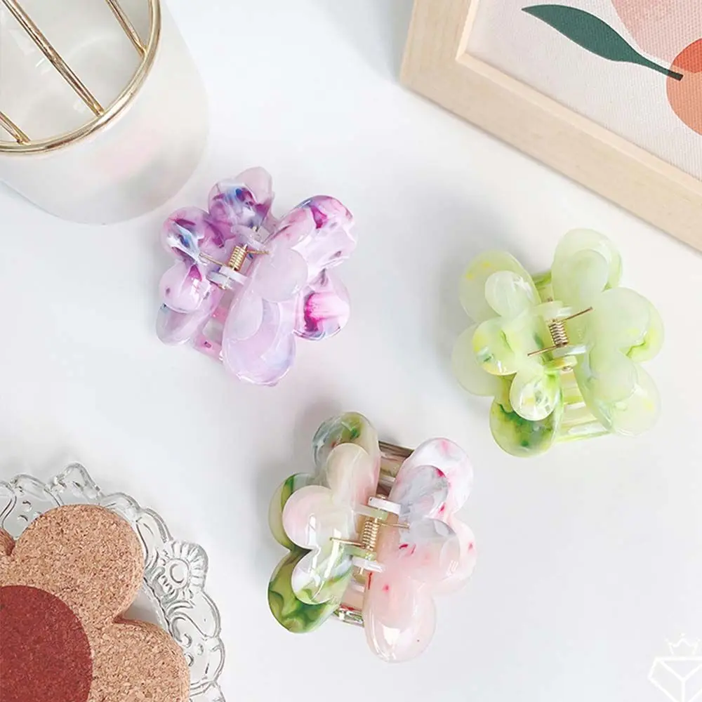 

gifts Female Headwear Mini Hair Clamps Ponytail Holder Women Hairpin Floral Hair Clip Marble Textured Barrette Flower Hair Claw