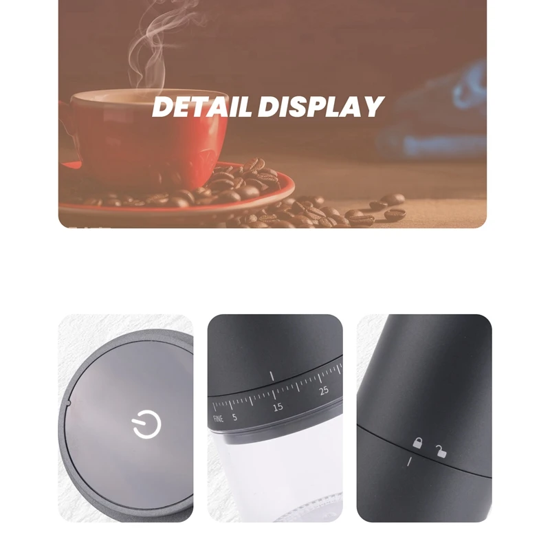 Портативная кофемолка с батарейным питанием и 38 регулируемыми настройками для