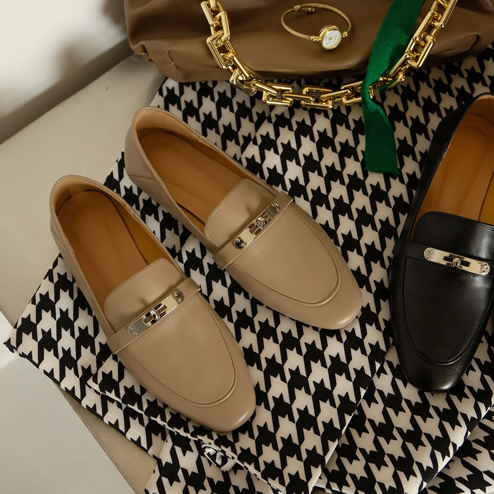 2022 Лоферы туфли женские повседневные слипоны на плоской подошве весна-осень -