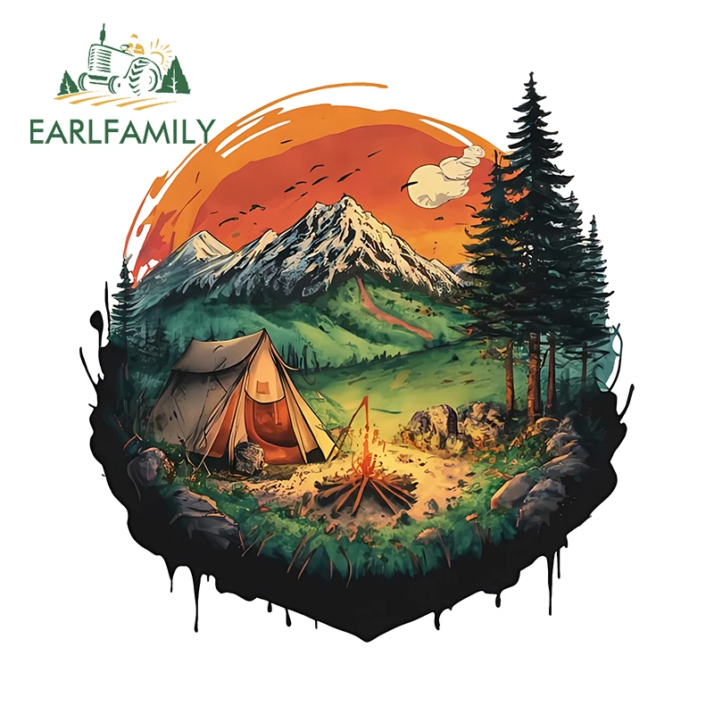 

EARLFAMILY Ретро стиль походная точечная графика автомобильные наклейки интересный замечательный пейзаж тематическая наклейка виниловый кузов автомобиля устойчивый к царапинам