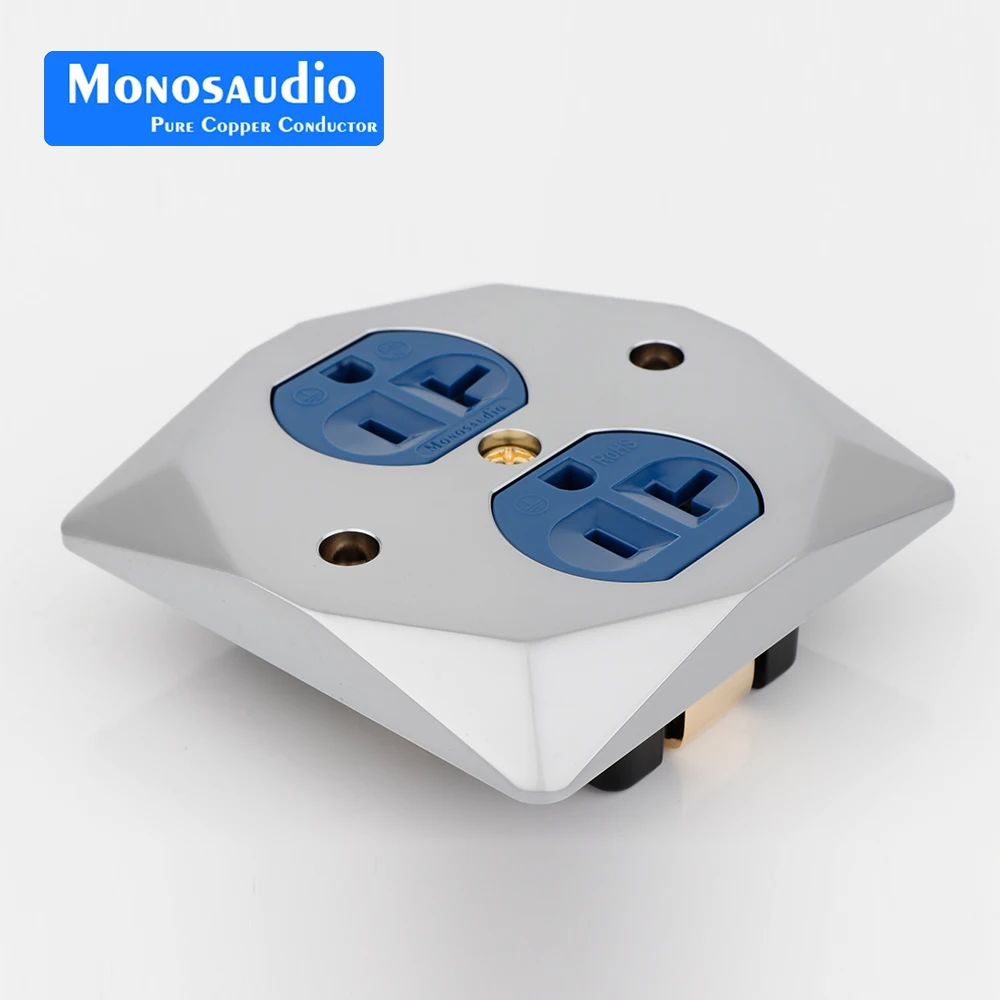 Monosaudio Power Socket HIFI Audio US Dual Mains 20A AC Power Connector Power Receptacle US Socket Outlet Panel Wall Plate