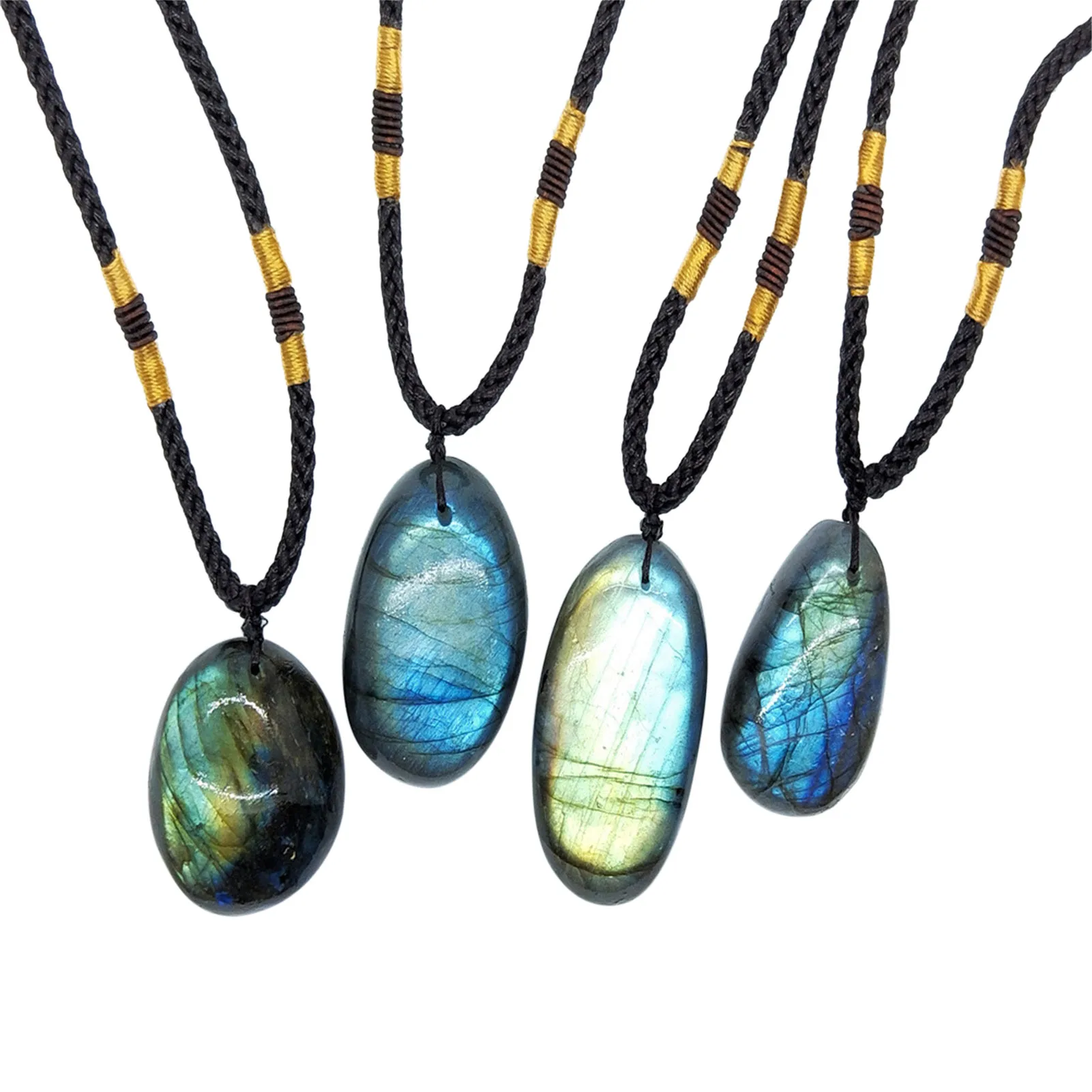 

Natural Irregular Labradorite Pendant Necklaces Random Shaped Energy Stone Healing Lucky Necklace Moonstone Home Decoration