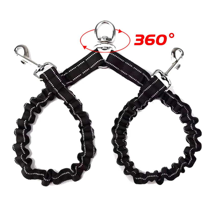 

Reflective 2 Way Couplers Dog Leash Rope Elastic Extended Pet Leash Belt Outdoor Training for Two Double Small Medium Dogs Lead