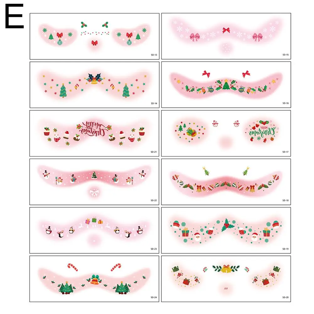 Christmas Face Tattoo Stickers Waterproof Elk Santa Tattoos Decals Fake Concert Cute Makeup Party Claus Snowflake Ta Z7Y2 |