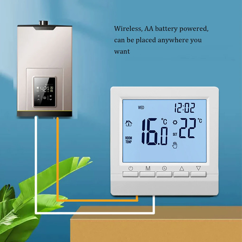 

Thermostat with Backlight Heating Temperature Controller Meter Smart LCD Large Regulator Gas Boiler Multi-functional for Wall