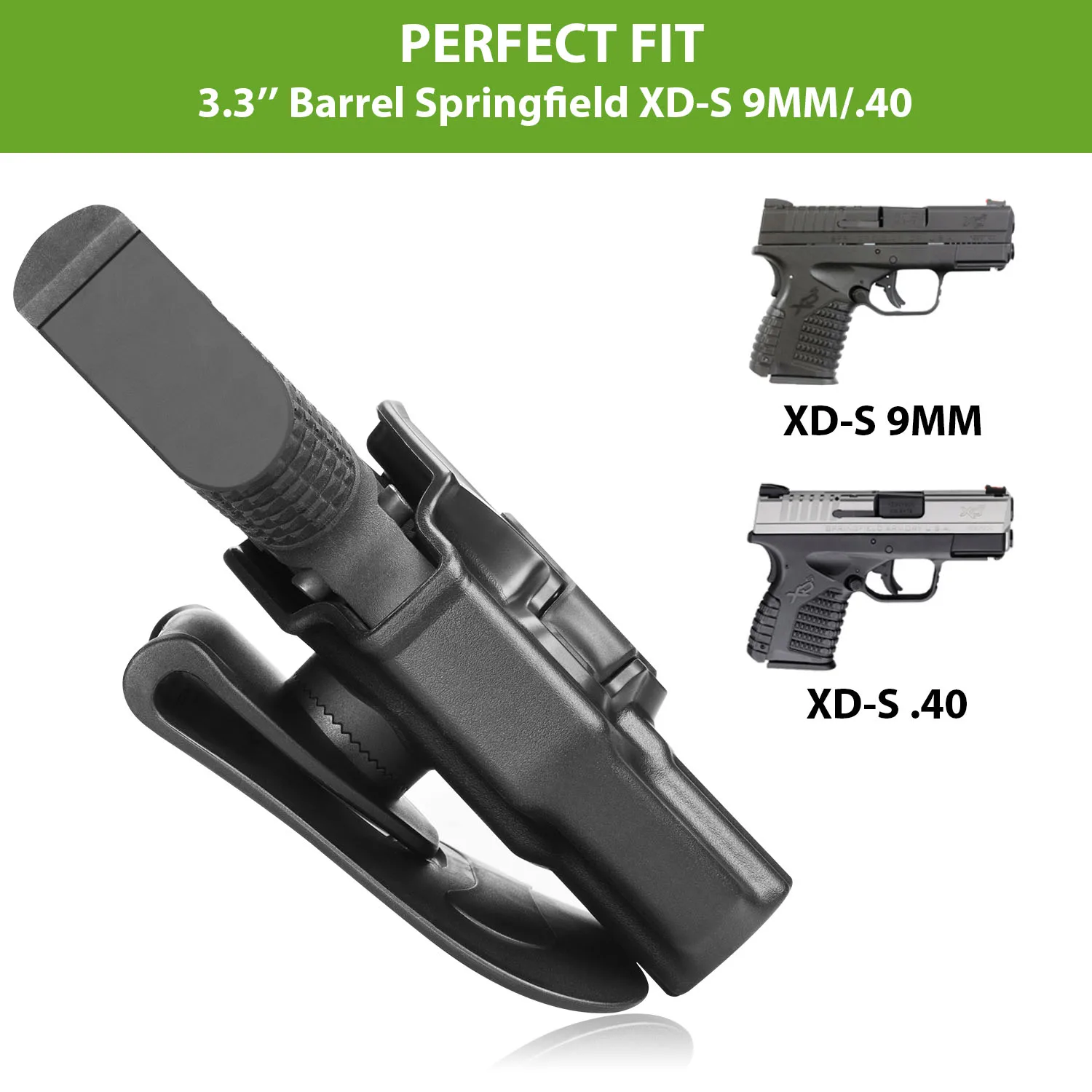 Кобура Springfield XD-S OWB Paddle Holster для пистолета 9/40 размером 3 дюйма (НЕ MOD .2) Регулируемая