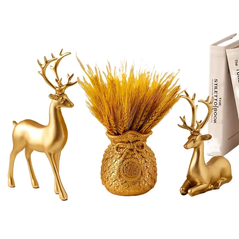 Сушеные пшеничные уши украшения оленя домашний декор креативная гостиная винный