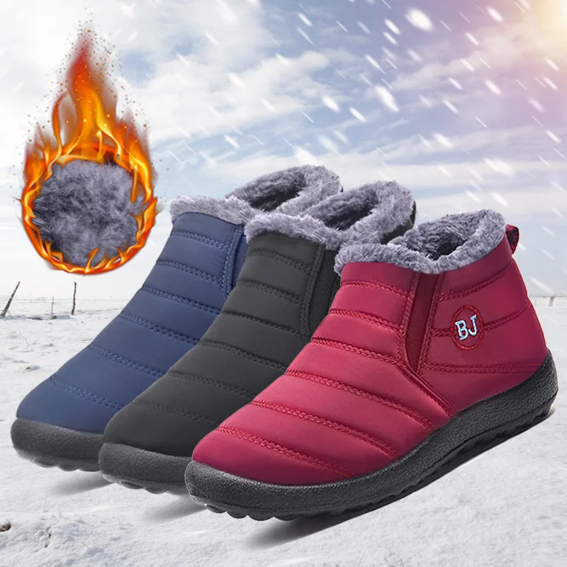 Winter Men's Cotton Shoes Winter Women's Shoes Plus Velvet Warm Cotton Boots Plus Size Couple Leisure Snow Boots Women