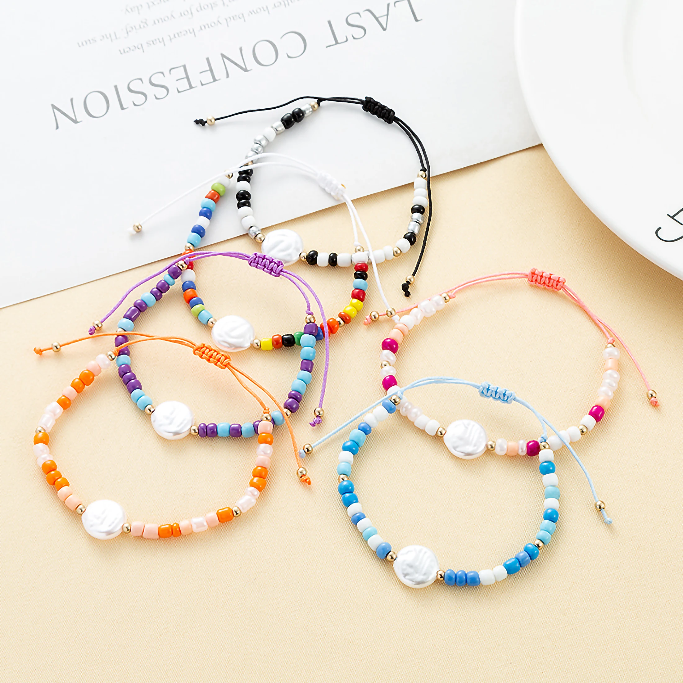 Женский Богемный Акриловый Браслет С Подвеской Из Жемчуга Ручной Работы Летние