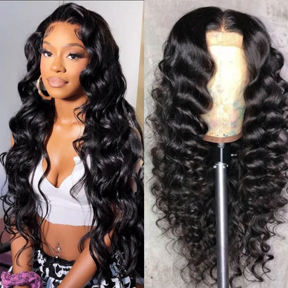 HDTransaprent Loose Deep Wig13x4 Lace Front Human Hair Wigs for Women 200 Density PrePlucked 4x4 Loose Wave Wig Lace Closure Wig