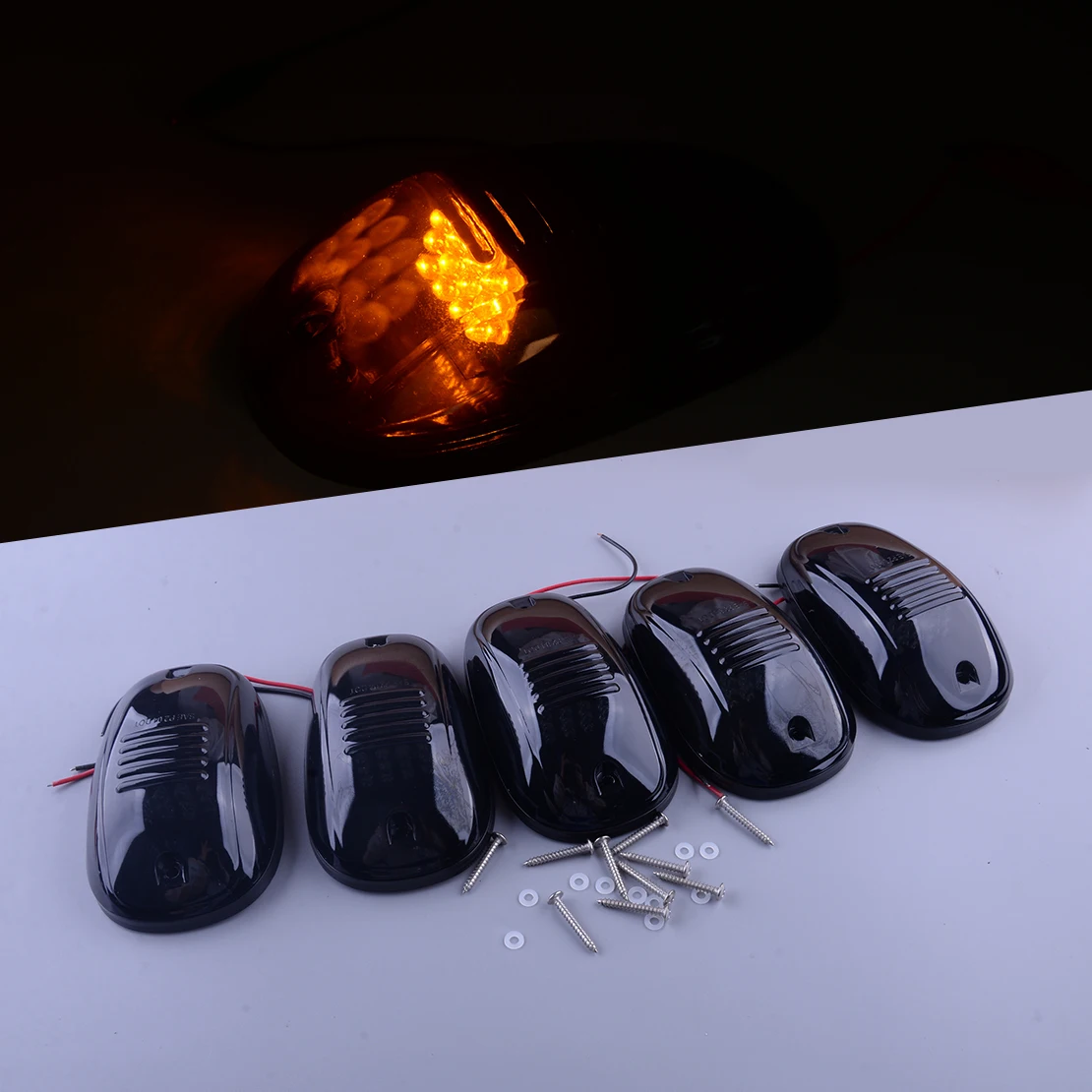 

55077559AD 5Pcs Smoked Cab Roof Strobe Marker Running Lamp 55077559AC Fit for Dodge Ram 1500 2500 3500 4500 5500 2003-2018 2019