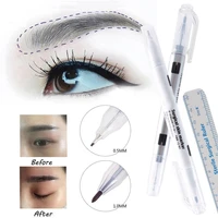 1pcs surgical skin marker eyebrow marker pen tattoo skin marker pen with measuring ruler microblading positioning tool