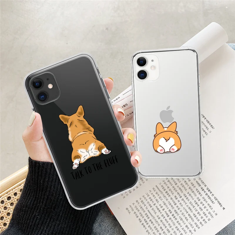 

Чехол для телефона с милыми животными для iPhone 13 12 11 Pro Max 7 8 Plus 12 13 Mini X XR XS Max SE 2020, Прозрачная мягкая задняя крышка с забавной собакой