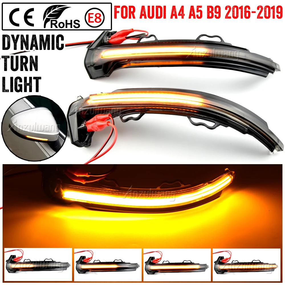 

Dynamic Turn Signal LED Light For Audi A4 S4 RS4 B9 2016-2019 A5 S5 RS5 Side Wing Rearview Mirror Indicator Sequential Blinker