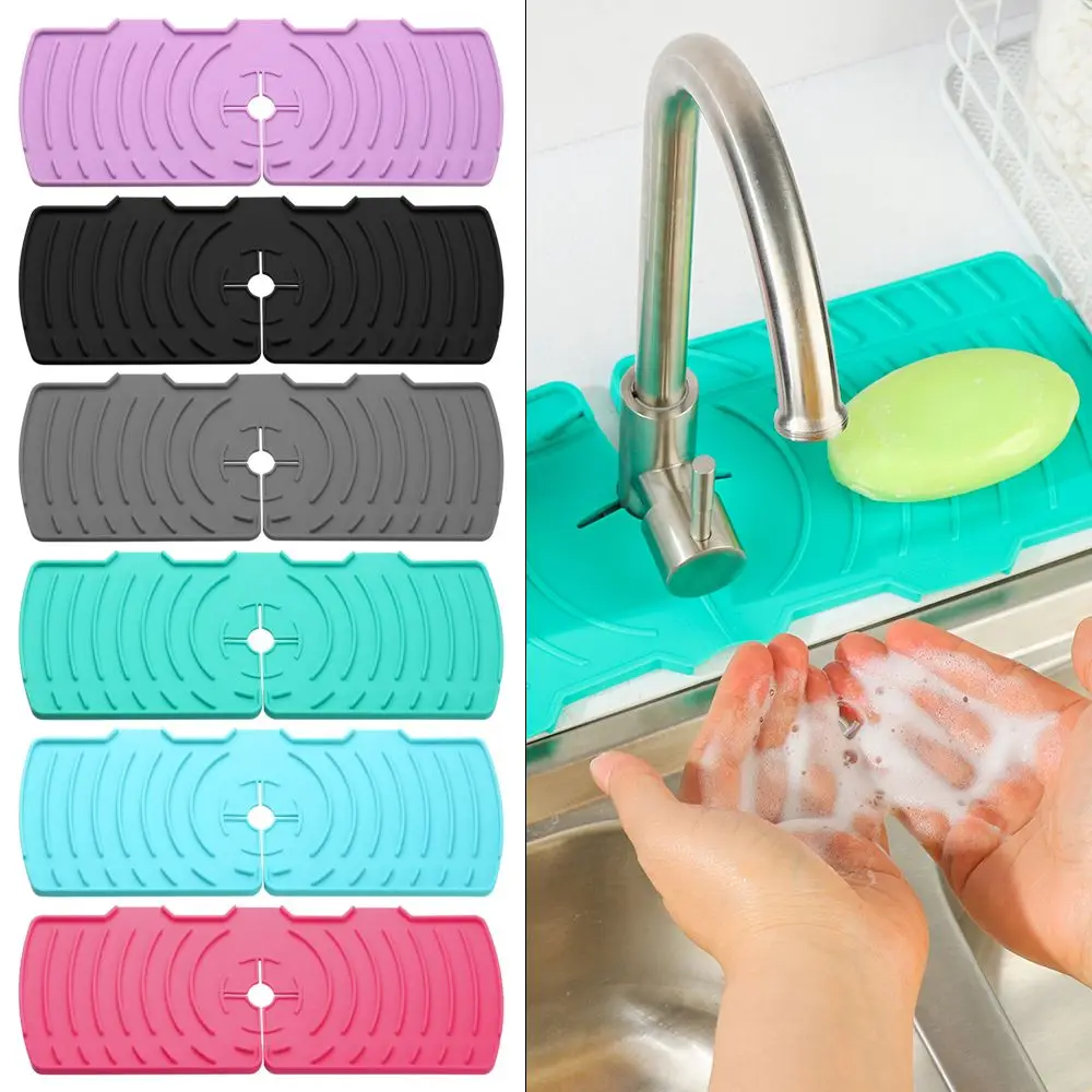 

Wraparound Bathroom Accessories Water Splash Guard Faucet Absorbent Mat Splash Catcher Drain Pad Silicone Faucet Mat