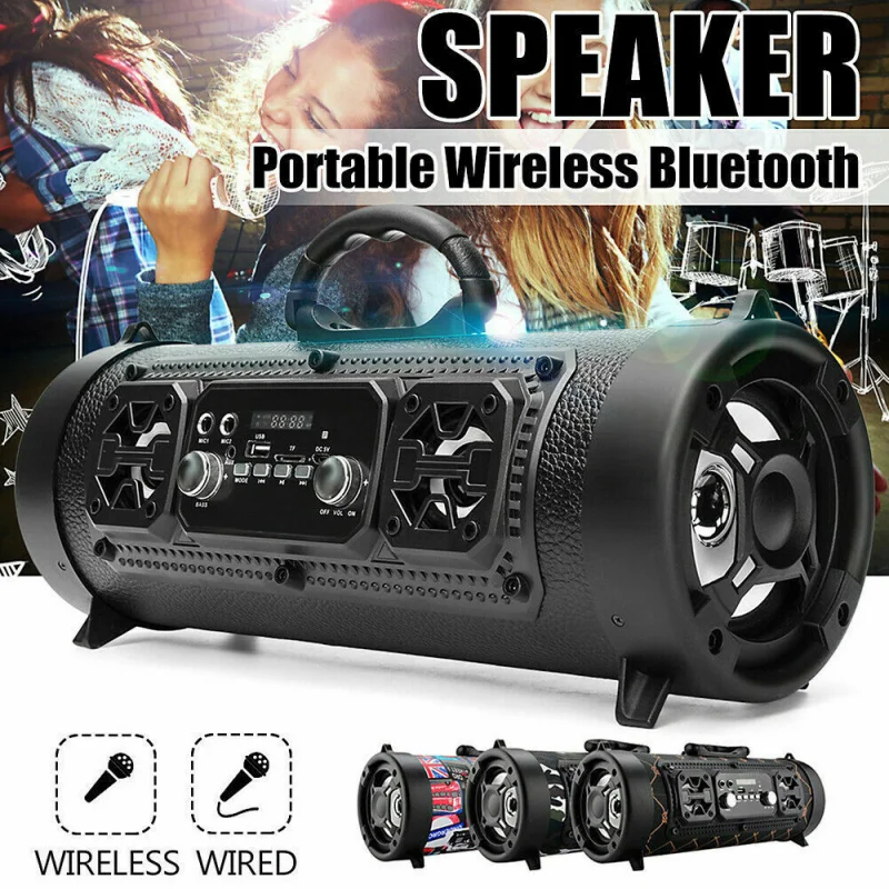 Powerful Bluetooth Speaker Subwoofer Portable Soundbar with FM Radio 20W Wireless Support Mic KTV Boombox caixa de som Bluetooth